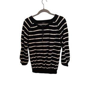 Grace Elements Knit sweater size XL black white‎ striped